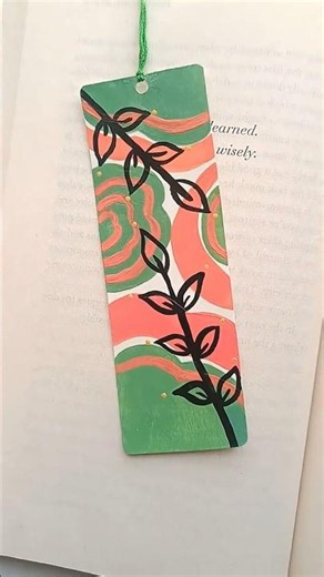 Aesthetic Green+Orange Boho Art Bookmark 💚🧡 | DIY Easy Bookmark
