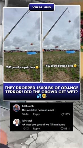 1500lb Pumpkin Drop Explosion! 🤯 Did the crowd get soaked? 💦 #PumpkinDrop #Shorts #Viral