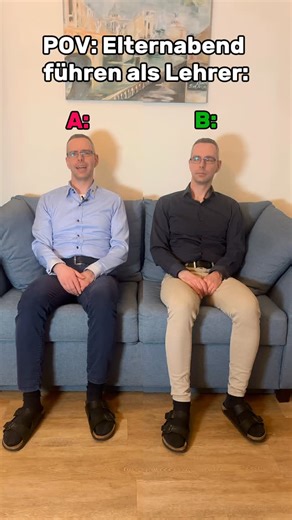 Alexander Schmidt | Lehrer-Coach on Instagram: "Person A ❌ vs Person B ✅ beim Elternabend. #instalehrerzimmer #lehrerleben #lehrerin #schule"