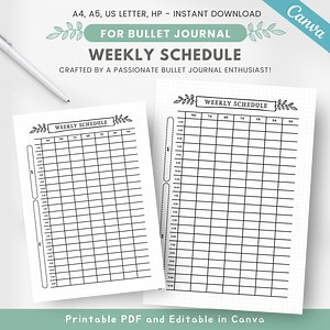 Simple Weekly Schedule, Printable Weekly Timetable, Hourly Weekly Planner, Weekly Organizer, Editable Journal Template - Etsy