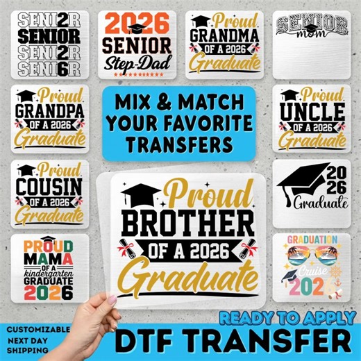 Graduate DTF Transfer Class of 2026, Proud Family Graduation Heat Transfer, Pre-k Grad Squad 2026 Print, Custom Graduation Cruise Iron On - Etsy