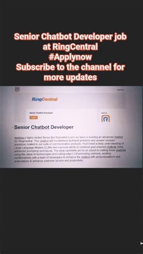 ₹30L+ AI Job 😍 | Senior Chatbot Developer Hiring #short #job #jobsearch #freshers #trending