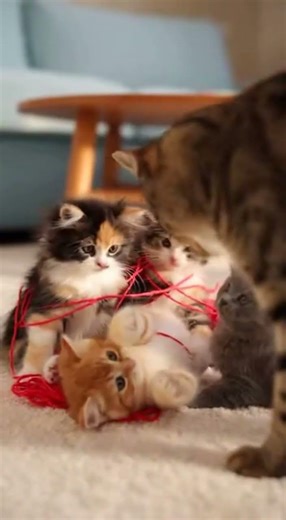 Kittens Get Tangled in Yarn!