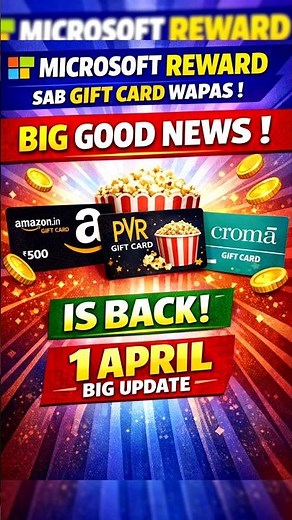 Microsoft Rewards🤑 All Gift Cards Are Back😱| Amazon, PVR, Croma | 1 April Big Update #amazongiftcard