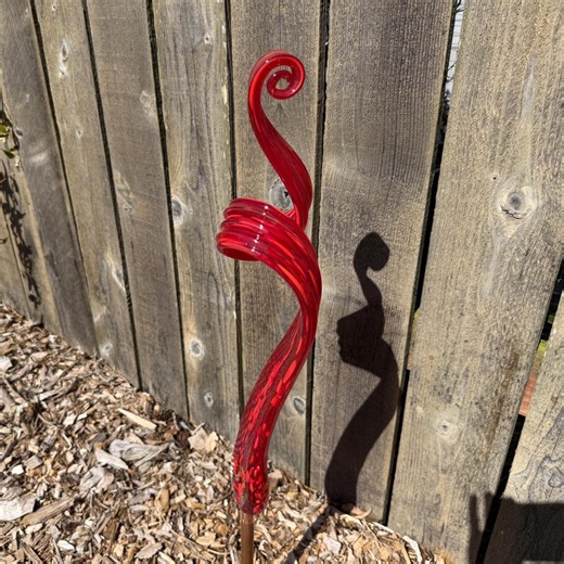 Glass Garden Art, Hand Blown, Red, Father and Son Glass - Etsy