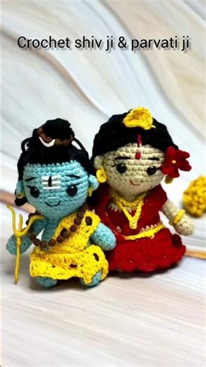 ✨ Handmade Crochet Shiv Parvati Ji 🧶🙏 | Divine Couple Amigurumi Art 💙#crochet#diy#viral#trending
