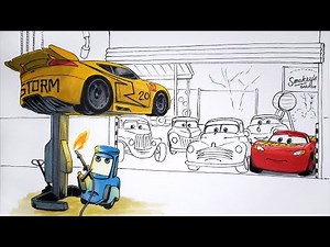 CARS 3 Cruz Ramirez Trains Like a Racer in Smokey's Garage Drawing and Coloring Pages . Tim Tim TV