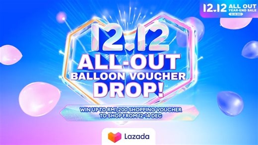 Fuh, memang meriah event 12.12 All-out Balloon Voucher Drop! 🎈Apa eh korang boleh dapat kat event ni? 🤩 🤑 Mesti Beli Deals and Free Shipping Vouchers 🤑 RM20 and RM12 Shopping Vouchers 🤑 RM1,200 Shopping Voucher Jumpa korang dekat next location! 👇 Design Village, Penang 👉 10 Dec, 8.12PM Eco Galleria, Johor 👉 11 Dec, 8.12PM #LazadaBalloonDrop #LazadaMY1212 #LazadaMY1212AllOutYearEndSale #LazadaMY | Lazada