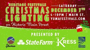 1.3K views · 39 reactions | It's the most WONDERFUL time of the year! Visit Downtown Yuma for the sights, sounds and festive fun of the holiday season during our Heritage Festivals Christmas Lighting on Historic Main Street Saturday December 7! #DowntownYuma #HeritageFestivals #ChristmasTree #Lighting #Santa #Photos #HotChocolateBar #FestiveSpirits #ArtsandCrafts #KidsCorner #Snow Heritage Festivals Christmas Lighting on Historic Main Street | City of Yuma Government | Facebook