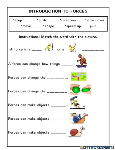 Effect of Forces interactive worksheet