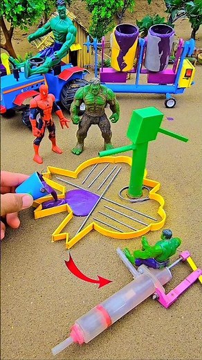 Mini hand pump water science project with purple concrete mixer mini diy tractor cow farm #waterpump