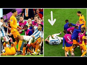 Virgil van Dijk kicks Leandro Paredes to floor after he boots ball at Netherlands bench
