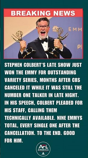 Stephen Colbert's Late Show Wins Emmy for Outstanding Variety Series Months After CBS Cancellation