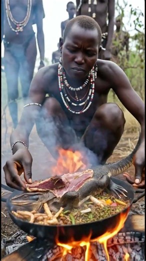 Rare Tribal Food: Monitor Lizard Cooked in the Wild