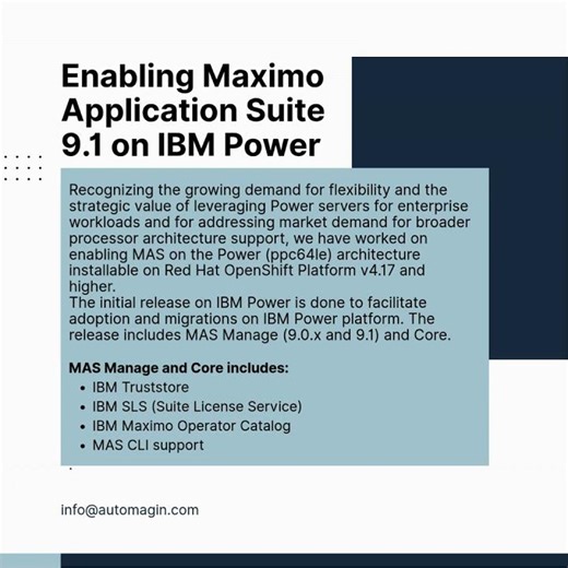 Transforming Asset Management with IBM MAS 9.1 on IBM Power