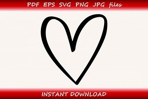 Minimalist Heart Outline SVG Clipart — Simple Hand Drawn Heart - Etsy