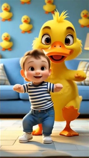 Cute Baby Dancing with a Big Duck 🐥❤️ | Funny & Adorable Kids Video #shorts #viral