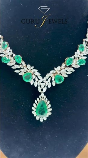 Emerald Grace – Green Stone & Diamond Necklace Set