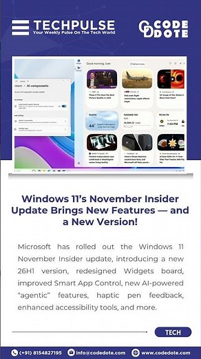 Windows 11 November Insider Update — New 26H1 Version, New Widgets, AI Features & More!