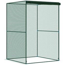 Outsunny Fruit Cage, Plant Protection Tent, 1.2 x 1.2 x 1.8m, Dark Green