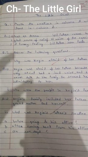 class 9th Sub English chapter the little girl question and answer