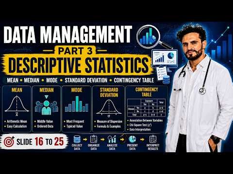 Data management| Mean, Median, Mode, Standard Deviation & Contingency Table explained | Epidemiology
