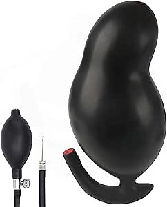 Large Anal Plug Inflatable Butt Plug, Body-Safe Silicone Adult Sex Toys with Quick Release Valve, Anal Sex Toys for Men/Women Couples, Suit for Beginners (Black)