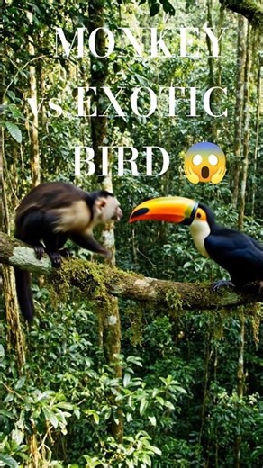 MONKEY vs EXOTIC BIRD 😱 Deadly Jungle Fight | Capuchin Monkey Attack #shorts