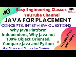 Java for Placements | Why Java Platform Independent, Not 100% Object Oriented, Compare Java & Python