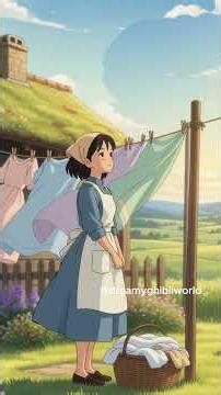 Laundry Day in a Peaceful Countryside 🌿☀️#shorts #shortvideo #anime #ghibli #relaxing #animation