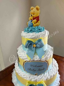 Winnie the Pooh Diaper Cake/ 3 Tiered Diaper Cake/ Disney Winnie the Pooh and Friends Baby Shower Centerpiece. - Etsy