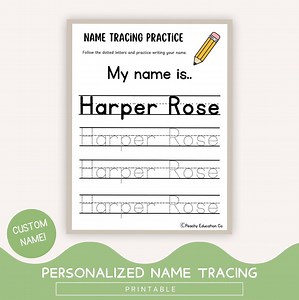 Name Tracing Worksheets - Personalized - Custom Name - Kindergarten Pre-k Preschool - Printable - Handwriting Practice - Homeschool - Canva - Etsy