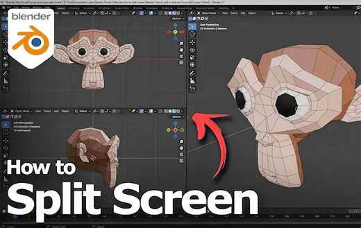 【中字】Blender 建模教程：如何分屏和删除分屏 -拆分视口窗口- 将视口拆分为多个屏幕-弹出新窗囗(maya撕下副本)