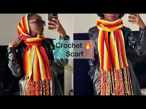 How To Crochet A Scarf With Braided Tassels / Moss Stitch
