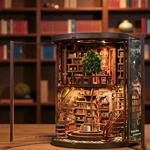Wisdom Rings Books Repository Book Nook Kit – DIY Miniature Library Dollhouse Scene With LED Lights, Fantasy Bookshelf Insert - Etsy