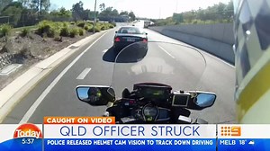 33K views · 194 reactions | This is the moment a police officer in Queensland was hit twice by a car he'd just pulled over for speeding. The driver is still on the run. #9Today | TODAY | Facebook