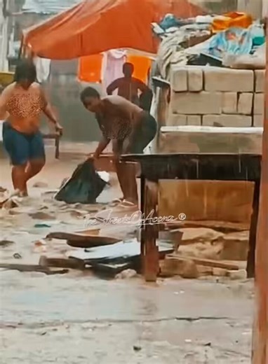 Two half-nak£d women were seen dumping refuse into gutters during yesterday’s heavy rainfall, sparking reactions online over poor sanitation practices.