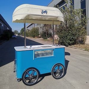 [Hot Item] Wholesale Supermarket Popsicle Gelato Ice Cream Display Showcase Snack Machines Freezer Mobile Hand Push Ice Cream Cart