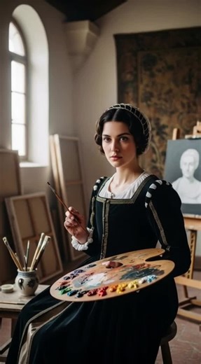 She painted herself in 1556. When women couldn't study art. Her father educated her like a son. She learned from Michelangelo. Philip II of Spain called her to court. Survived three husbands. Lived ninety-three years. Fifty masterpieces. All signed by a woman. Talent was her weapon. #aicreator​ #storytime​ #aistorytelling​ #history​ #sofonisbaanguissola​ ​ ​ ​ ​ ​ ​ ​ ​ ​ ​ ​ ​ ​