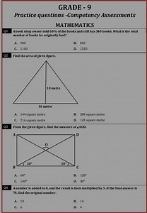 GRADE - 9Practice questions -Competency AssessmentsMATHEMATIC... | Filo