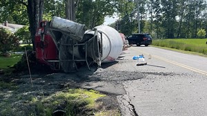 Road reopens in Berwick after cement truck crashes into ditch