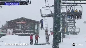 WATCH: Boy dangles from a ski lift after his backpack gets caught in the chair at Sundance Mountain Resort in Utah, the second such incident in two weeks at the famed resort: http://abcn.ws/2hQAEBu | Good Morning America