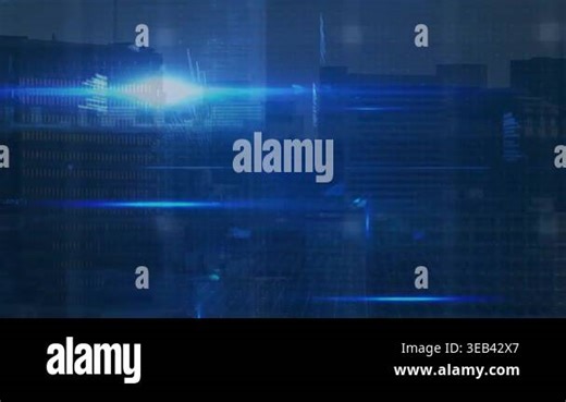 Animation of computer language and blue lens flare moving over modern buildings. Digital composite, coding, programming language, futuristic, internet, technology, architecture and city concept Stock Video Footage - Alamy