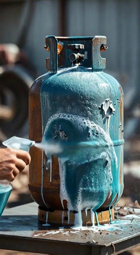 Extreme Rust Removal on Gas Cylinder 😳 | Satisfying Wide Shot Cleaning