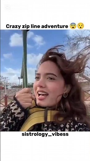 crazy zip line adventure 😨 😲#sistrology #fun #fatimafaisal #hirafaisal #shorts #zipline #rabiafaisal