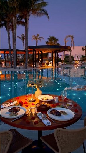 Private dinner by the main pool at Port Royal Villas and Spa, Rhodes Greece 🇬🇷