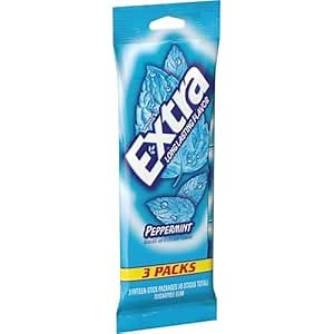 EXTRA Peppermint Sugar Free Chewing Gum, 15 pieces (3 Pack)