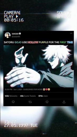 SATORU GOJO USE HOLLOW PURPLE FOR THE FIRST TIME #jujutsukaisen #gojo #jjk
