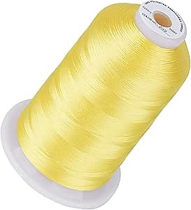 Simthread 5500Yds Embroidery Thread, 5000M High-Yardage 40WT 100% Polyester Thread – 170+ Vivid Colors, High-Speed Rated – Compatible with Brother, Singer, Janome & More - Lemon Yellow 202