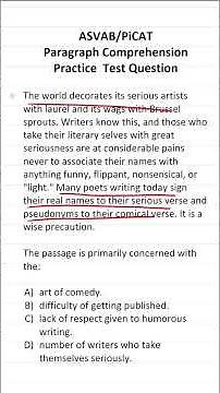 Ace the ASVAB: Paragraph Comprehension Practice Test #acetheasvab #grammarhero